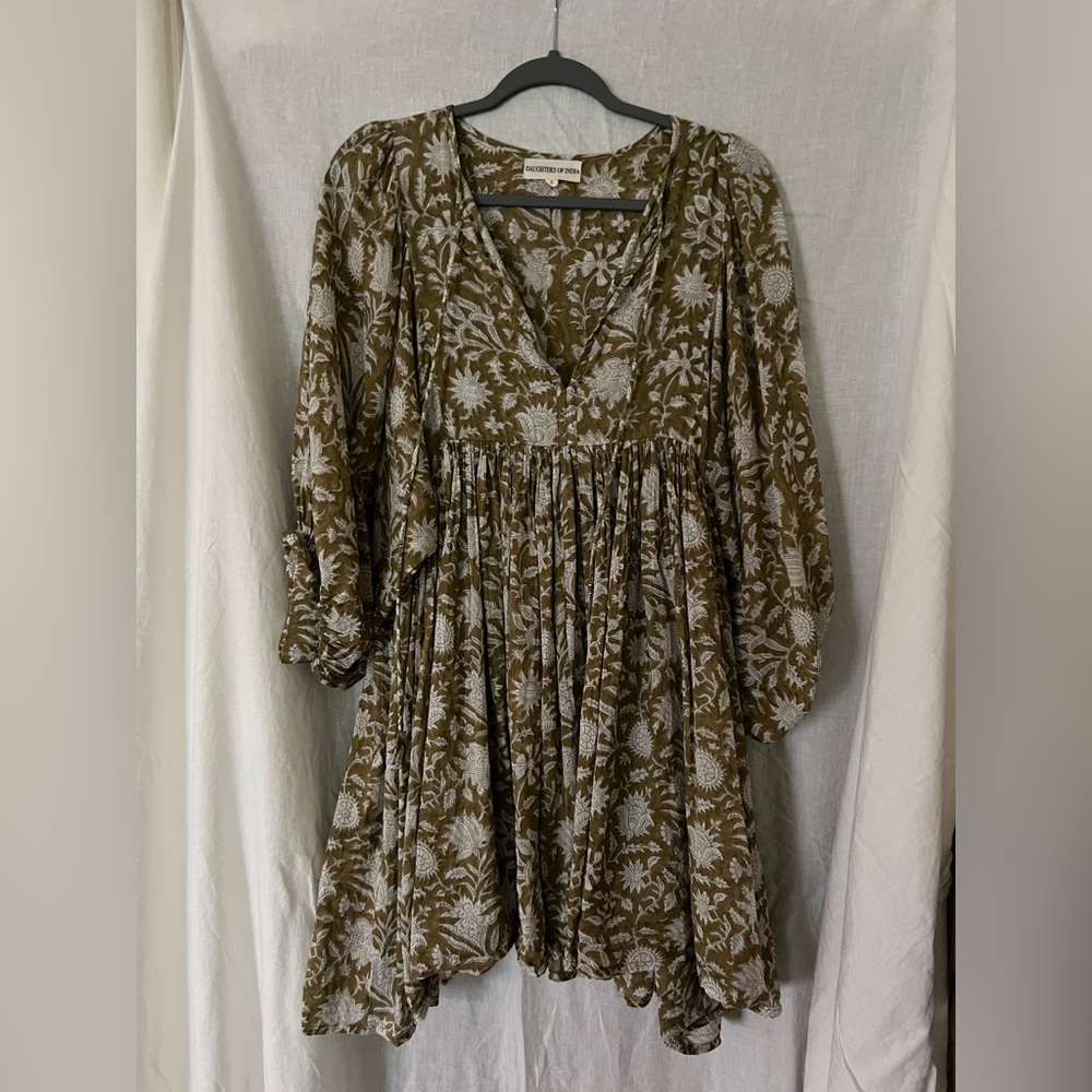 Daughters of India Kyra Olive Mini Dress - Size Small